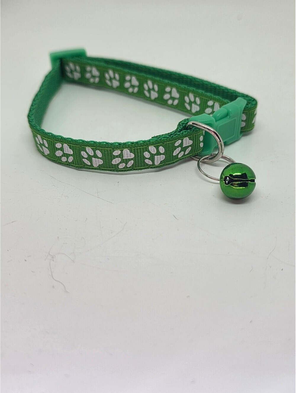 Cat Collar w/ Bell Reflective Adjustable Kitten Collar 7.5–12.5" Green Breakaway